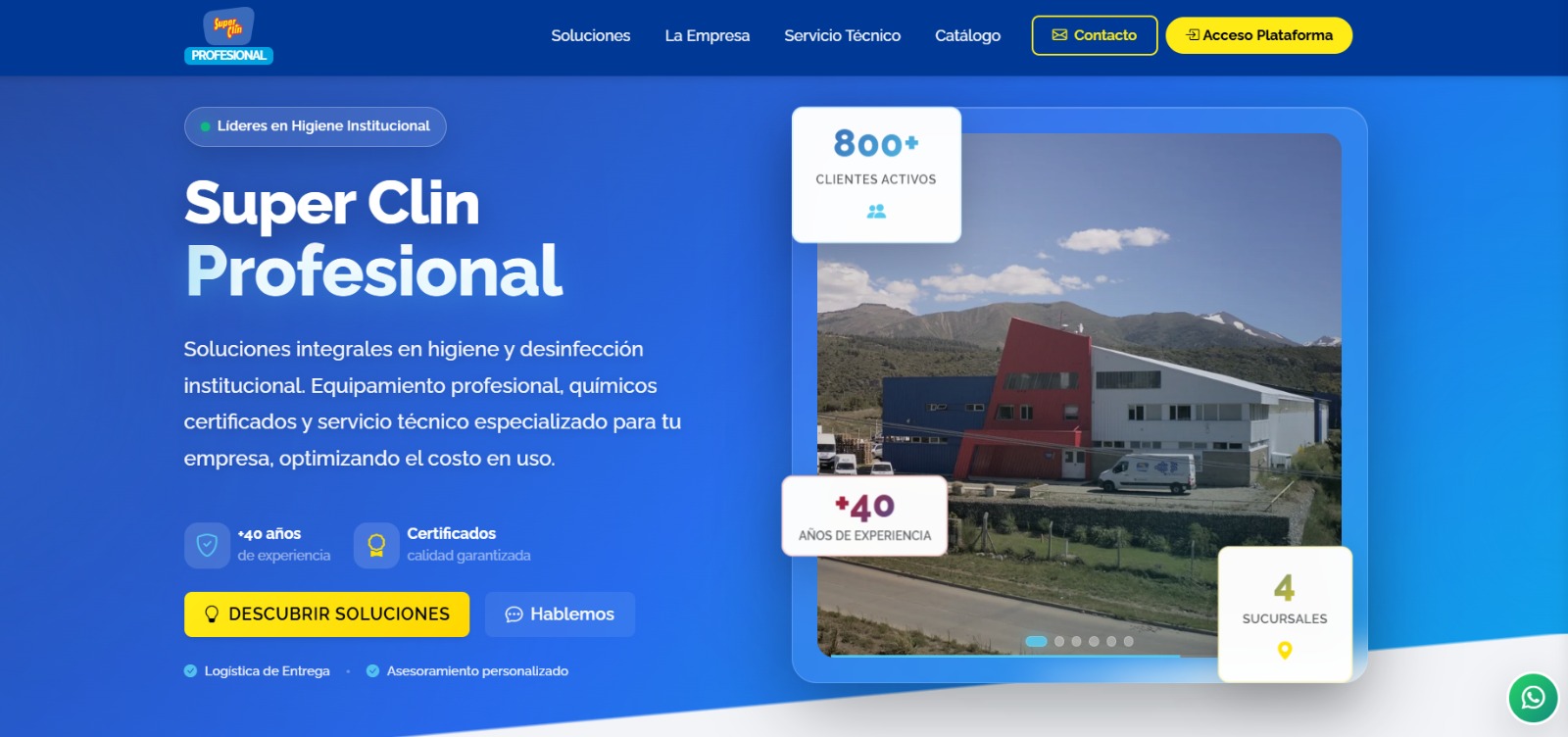 Captura del portal B2B de Super Clin Profesional en producción